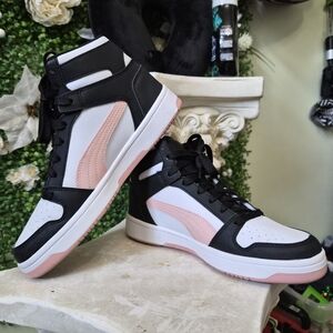 Puma Black and Pink High-Top Sneakers